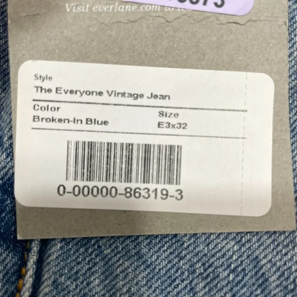 Everlane Broken In Blue The Everyone Vintage Jean Size E3 x 32 M 28/ W 26 NEW - Picture 2 of 11